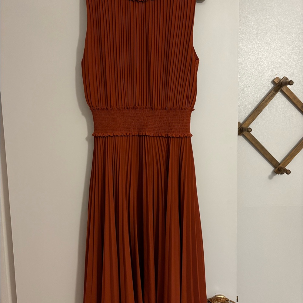 Nanette Lepore Dark Orange Sheath Dress Sleeveless Crew Neck
